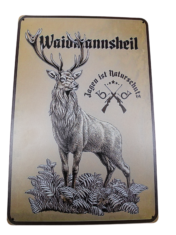 jagdliches Blechschild ca. 20x30 cm Waidmannsheil